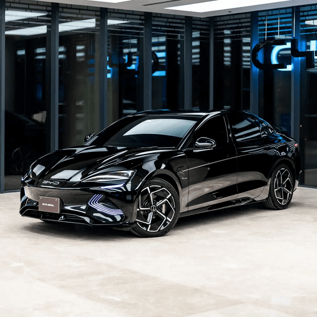 Black BYD Seal in a showroom